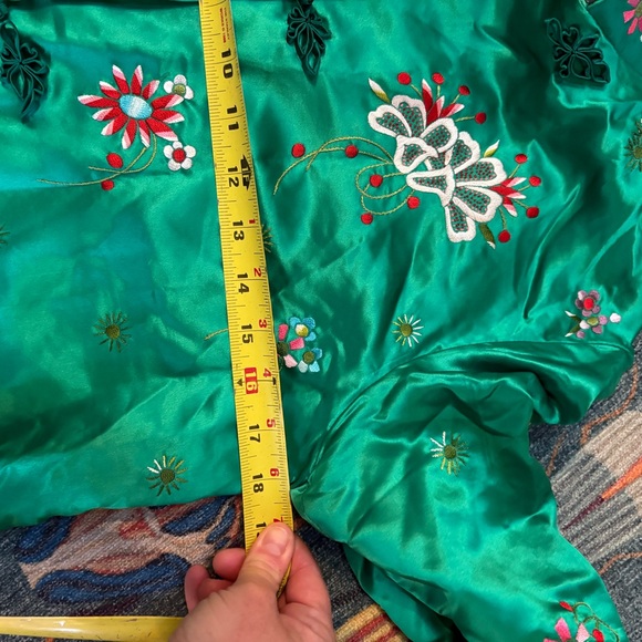 Stunning Emerald Green Vintage Plum Blossoms embroidered silk Jacket 34 - Picture 7 of 7